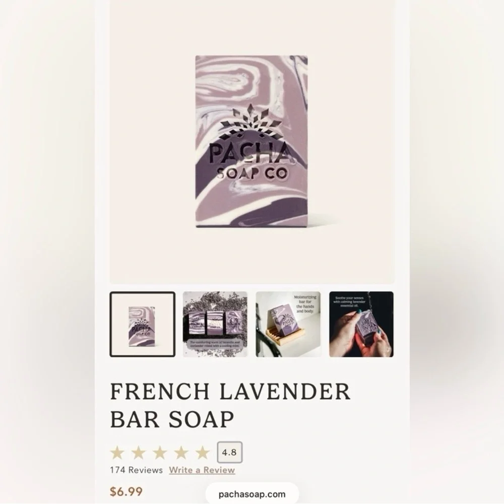 NEW 4 SOAPS FROM PACHA SOAP CO 100% NATURAL ARTISAN EXFOLIATING BARS 4OZ EACH - Picture 10 of 14